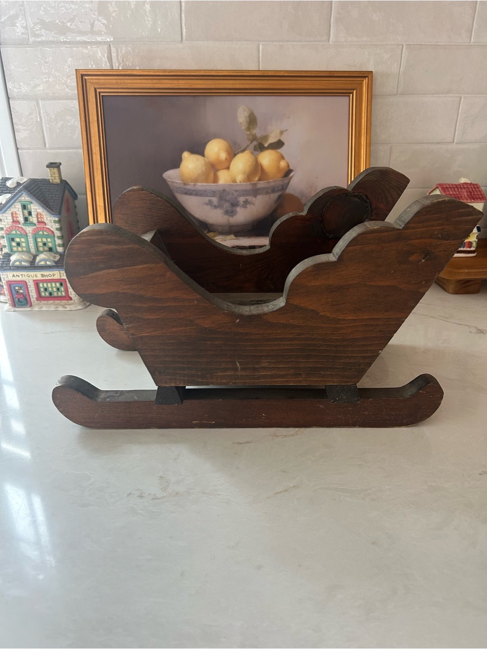 Vintage 1986 Wooden Christmas Sleigh Decor | Merry Christmas